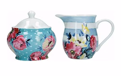 Mikasa Clovelly Floral Porcelain Jug and Sugar Bowl Set with Lid, Multicolour – 1