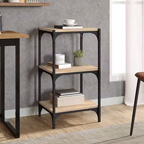 vidaXL Industrial Book Cabinet in Brown Sonoma Oak with Adjustable Shelves and Media Compartments, W/D/H: 40 x 33 x 70.5 cm – 2