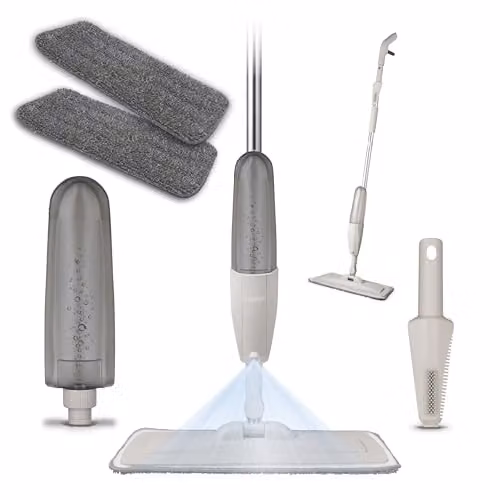 Tower Spray Mop with Anti-Leak Bottle and 2x Microfibre Pads, Beige, T769000MSH – 1