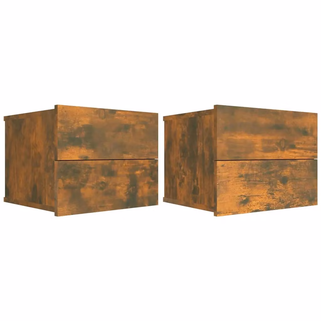 Berkfield Home Set of 2 Smoked Oak Bedside Cabinets in Brown, W/D/H: 40 x 30 x 30 cm – 2