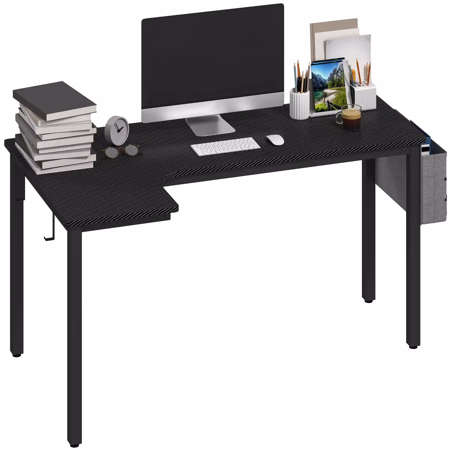 HOMCOM L-Shaped Corner Desk in Black, W/D/H: 145 x 81 x 76 cm – 2