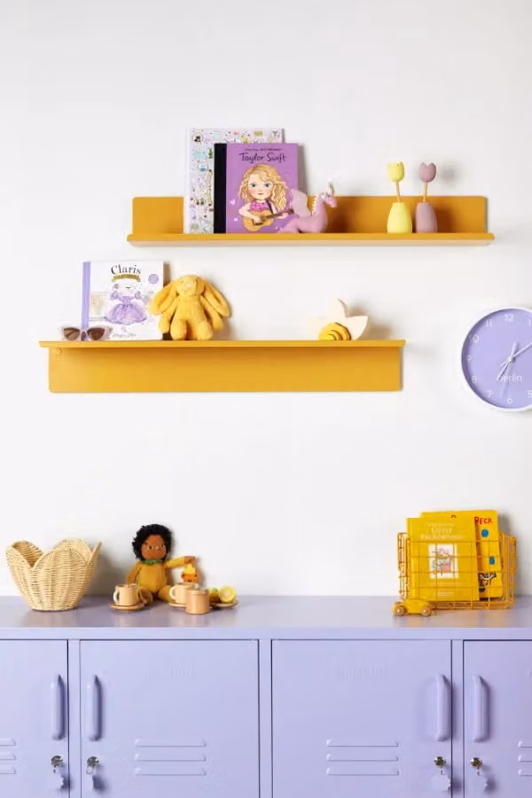 Mustard Made The Ledge In Mustard Large Yellow Metal Wall Mounted Shelf W/D/H: 85 x 13 x 12 cm
