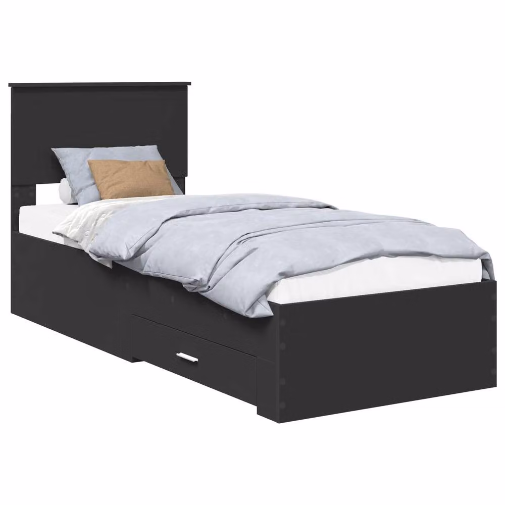 Berkfield Home Modern Bed Frame with Drawers in Black and Silver, Engineered Wood, W: 75 cm x L: 190 cm – 2