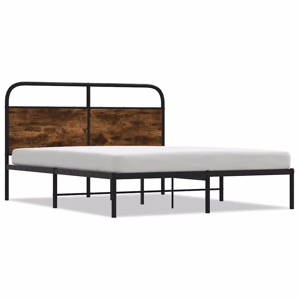 Berkfield Home Small Double Bed Frame in Smoked Oak and Brown Engineered Wood, W/D/H: 120 x 200 cm – 2