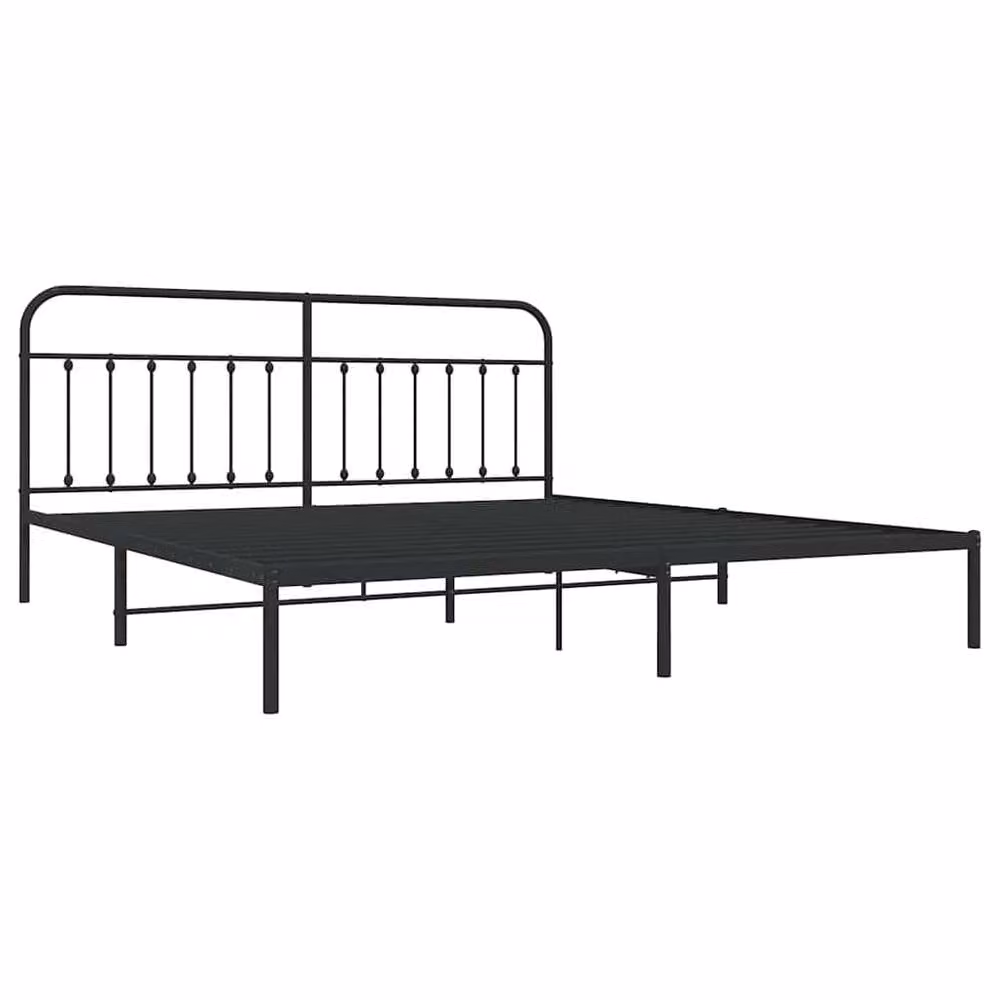 Berkfield Home Metal Bed Frame with Headboard in Black, 200 x 200 cm – 1