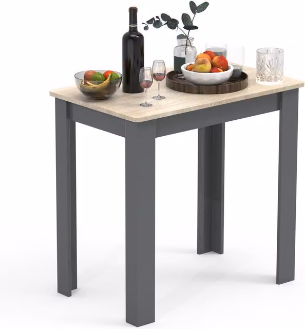 VCM Modern Rectangular Wooden Dining Table in Grey and Multicolour, W: 80 cm, D: 50 cm, H: 76 cm