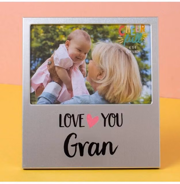 KDMD Cheerfull Gran Aluminium Photo Frame, Grey, 2 Pack, 10 x 15 cm