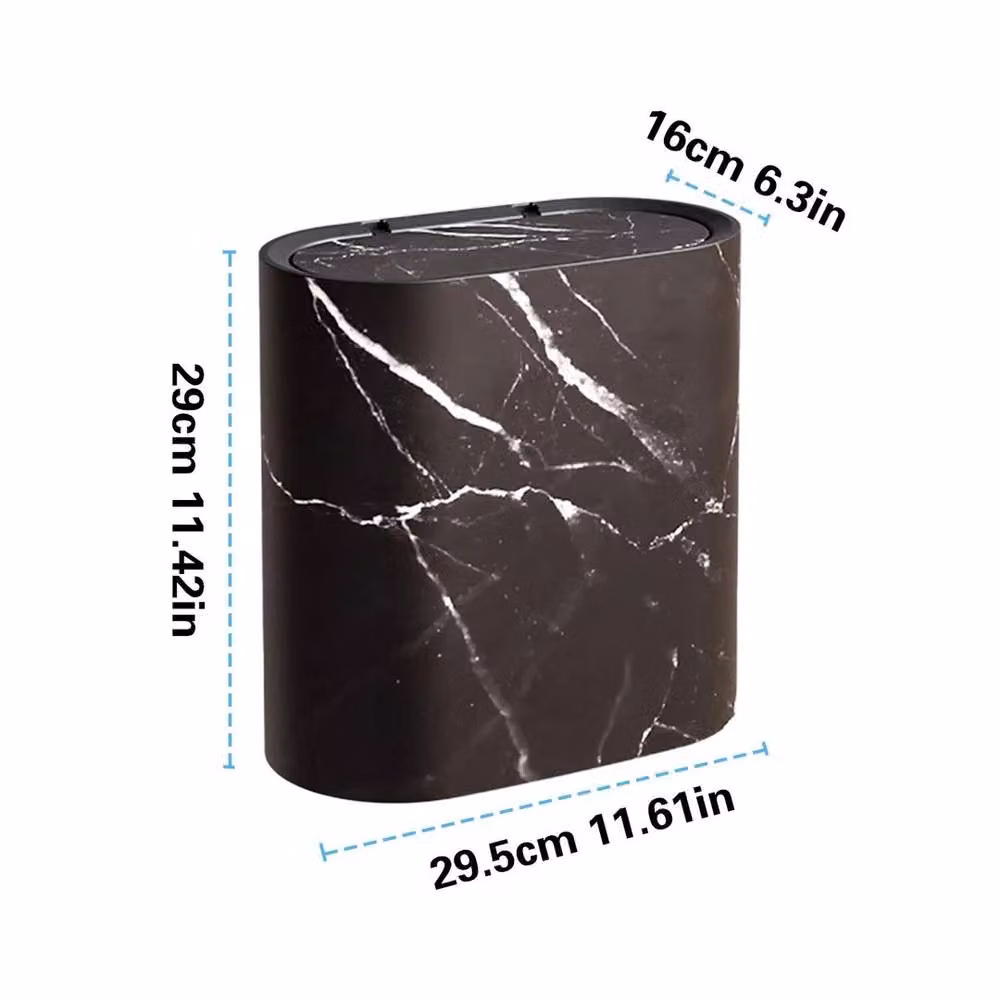 SPETLEK 10L Narrow Slim Waste Bin with Flip Lid in Black Stone, H: 29.0 cm, W: 16.0 cm, D: 1.0 cm – 2