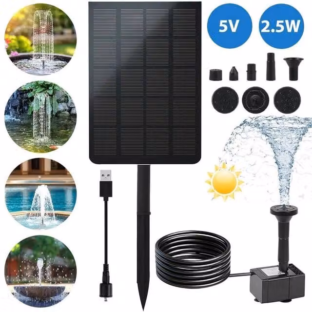 EONLION Solar Power Fountain Water Pump Kit in Black – 1