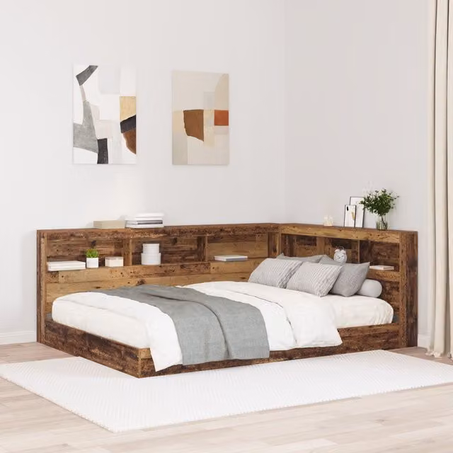 Berkfield Home Storage Headboard with Integrated Shelf in Old Wood Brown, 160 cm