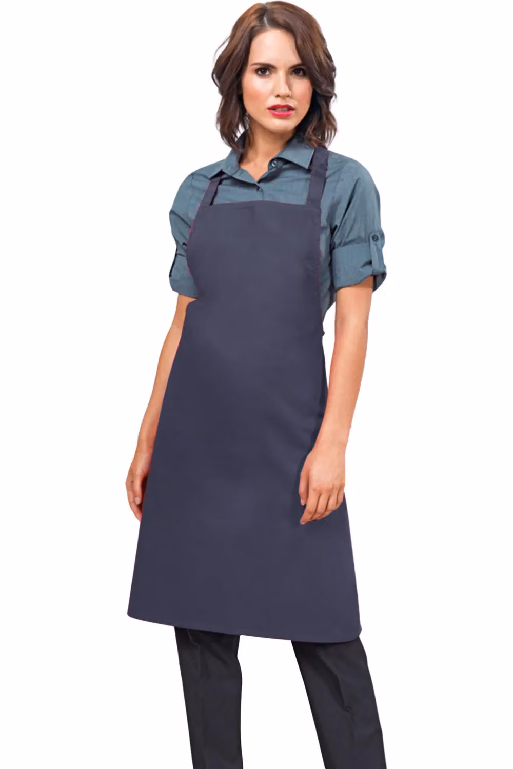 Premier Slim Cotton Apron without Pocket in Blue – 2