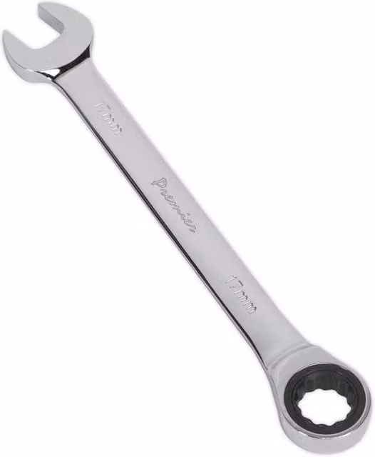 Loops 17mm Ratchet Combination Spanner in Silver Chrome Vanadium Steel