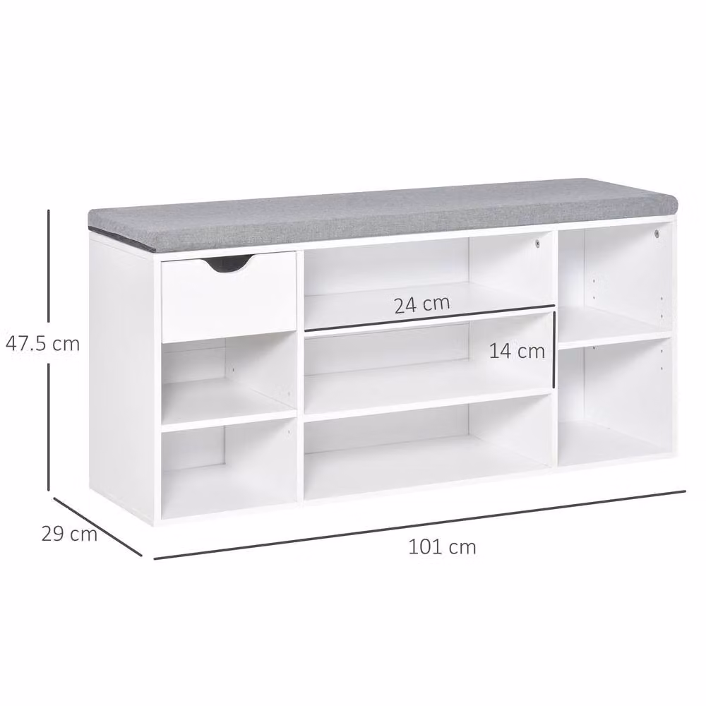STILVORA Shoe Storage Bench with Fabric Cushion in White – 2