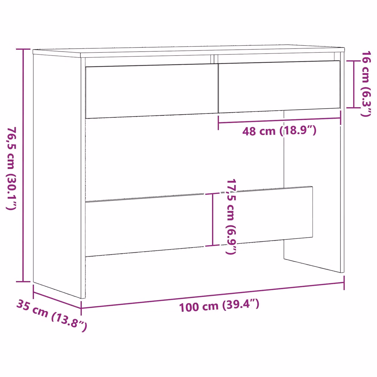 Berkfield Home Black Oak Console Table, W/D/H: 100 x 35 x 76.5 cm – 6