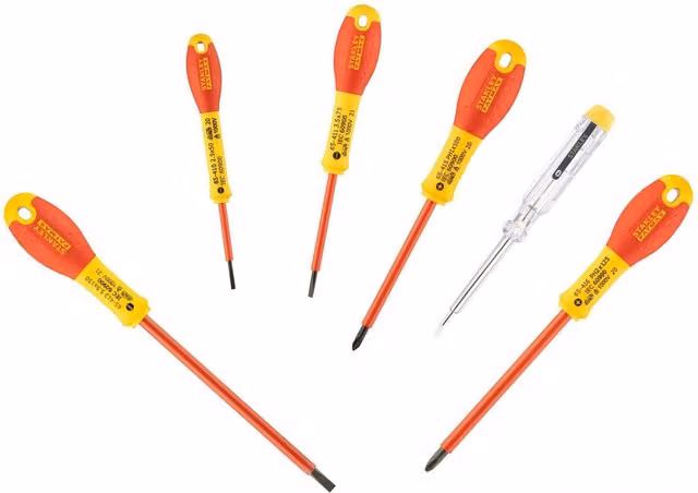 Stanley Fatmax VDE Insulated Manual Screwdriver Set, 6 Piece, Red and Multicolour