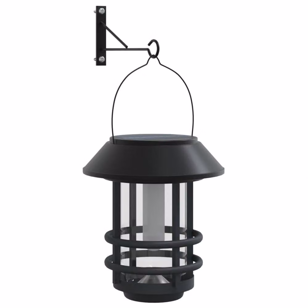 Berkfield Home Solar Outdoor Wall Lanterns, 2 Pack, Black with Warm White Flickering Flame LED Effect – 2