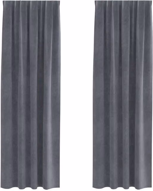 Berkfield Home Blackout Velvet Curtains in Super Light Grey, 2 Pack with Top Tape