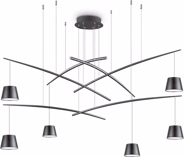 Ideal Lux Fish 6 Light LED Cluster Ceiling Pendant in Black