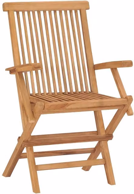 Berkfield Home Set of 2 Folding Garden Chairs in Brown Solid Teak Wood – 1