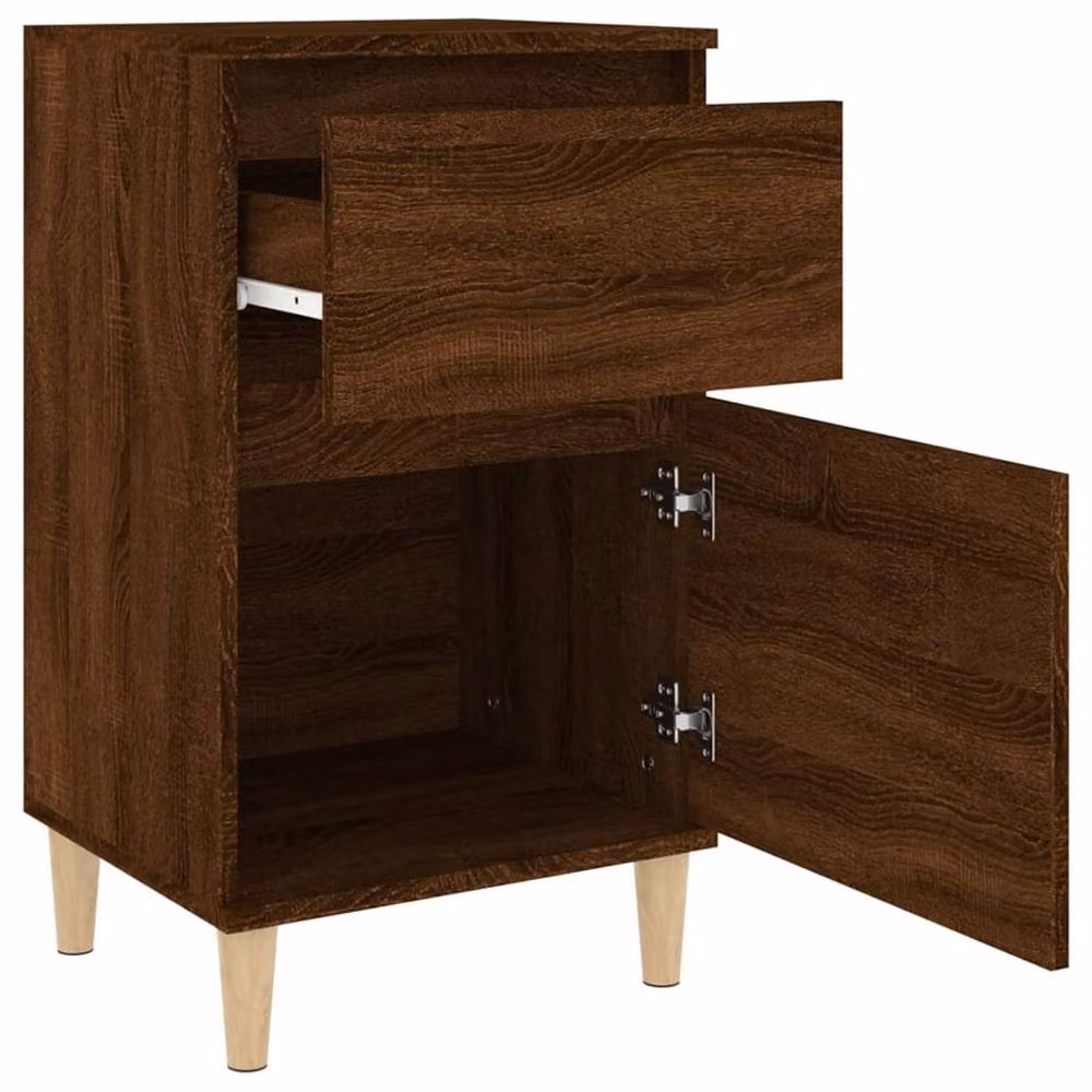 Berkfield Home Set of 2 Classic Bedside Cabinets in Brown Oak, W/D/H: 40 x 35 x 70 cm – 5