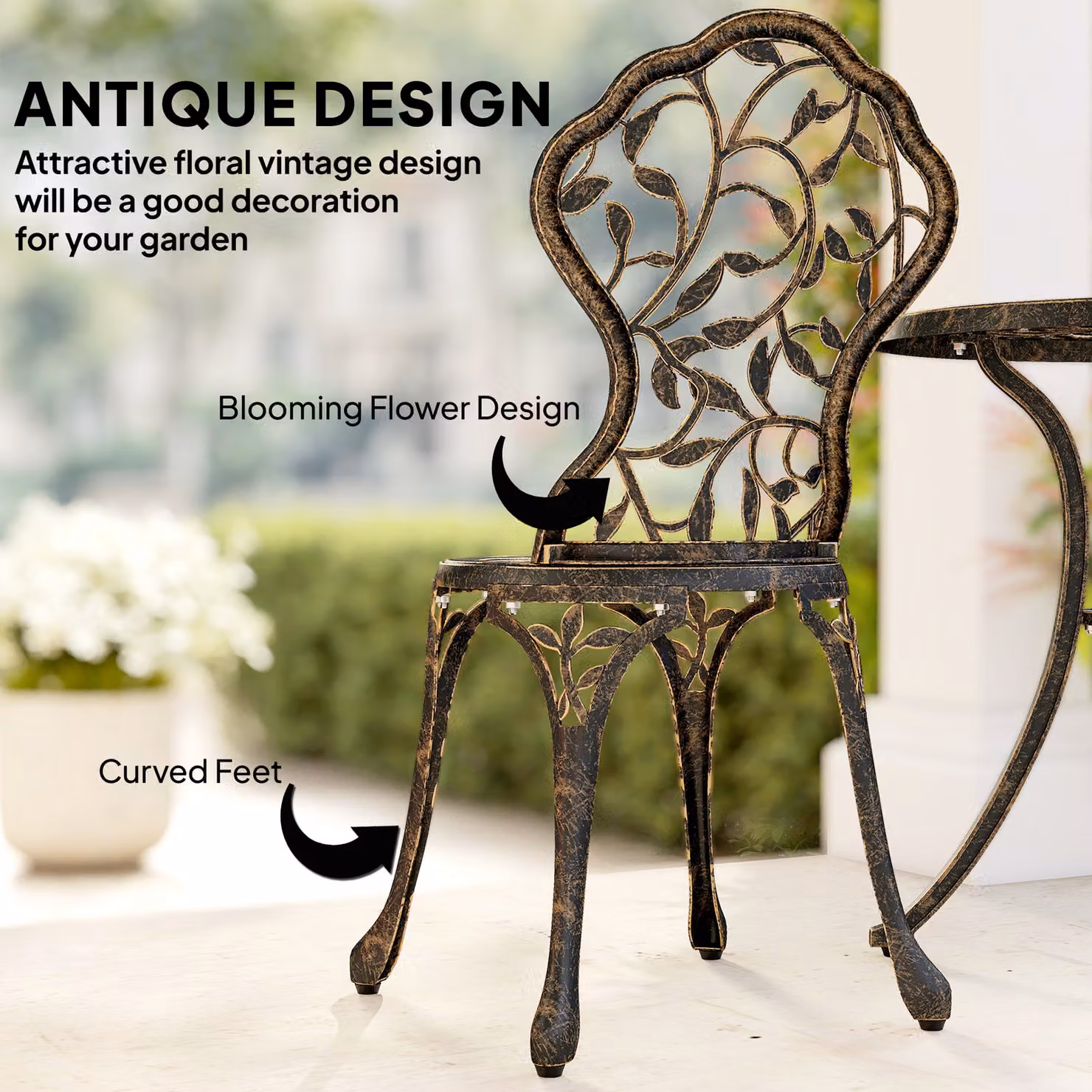 Outsunny 3 Piece Brown Powder Coated Aluminium Bistro Set with Round Dining Table and Chairs for Garden and Terrace – 3