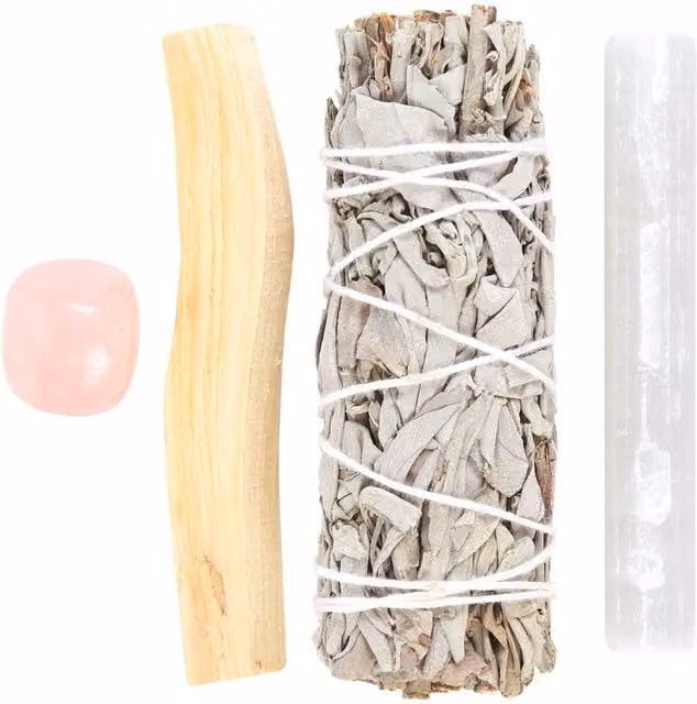 Something Different Rose Quartz Smudge Kit in Pink with Stone and Herbs