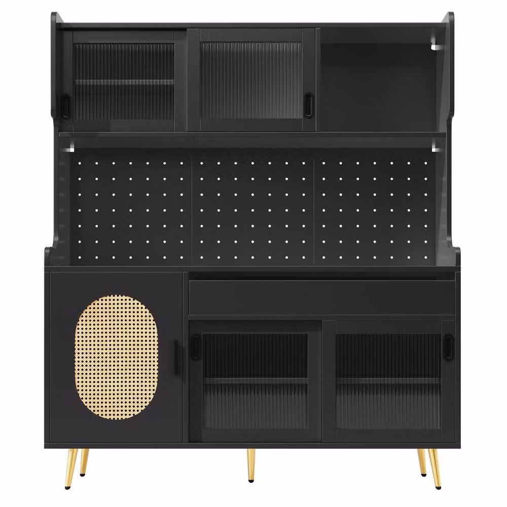 ModernLuxe Minimalist Kitchen Tall Unit with 5 Doors and Integrated LED Lighting in Black Matt, W/D/H: 39.0 x 39.0 x 171.0 cm – 6