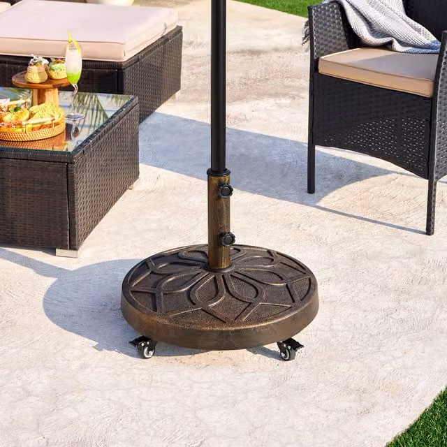 Yaheetech Heavy-Duty Rolling Parasol Base in Bronze