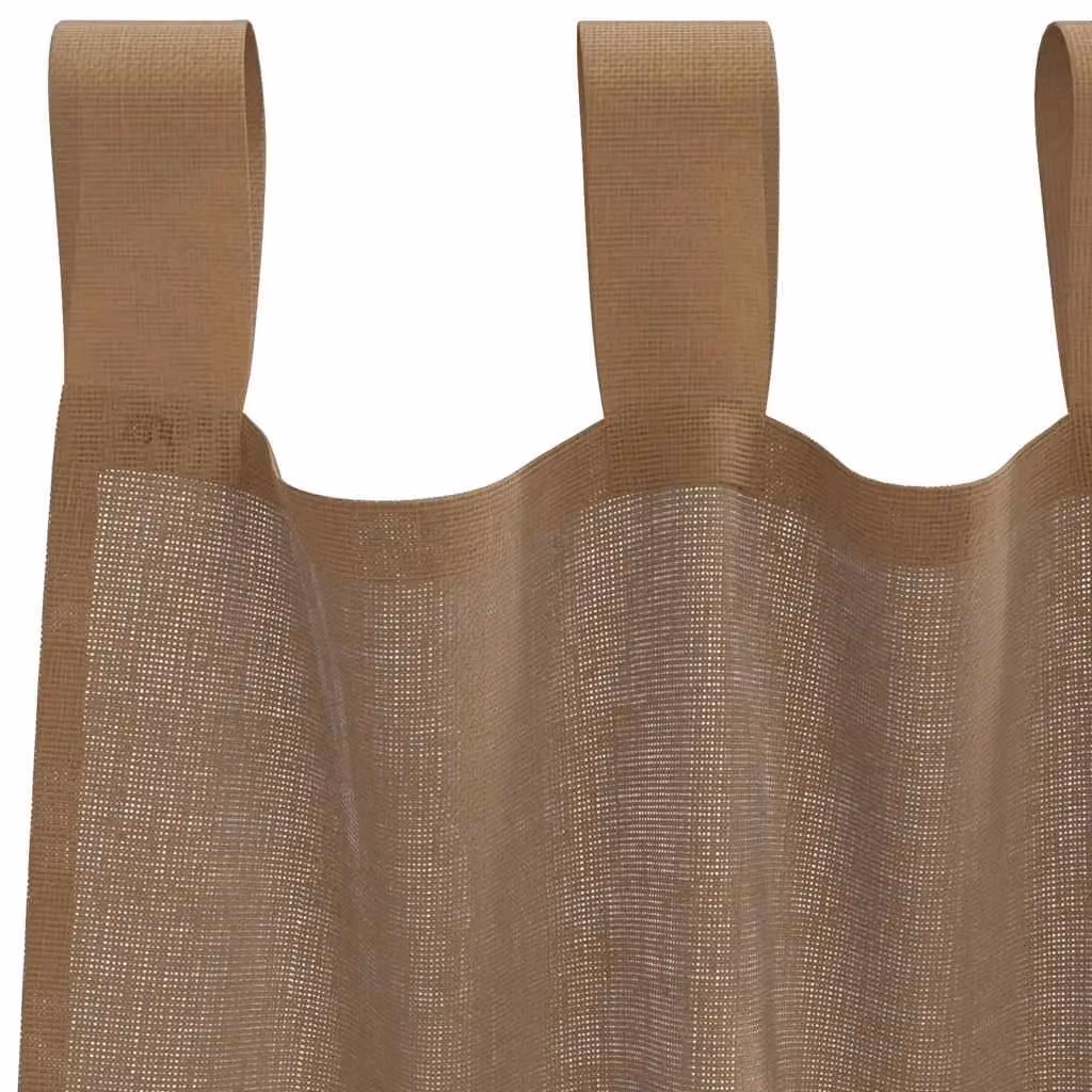 Berkfield Home Brown Transparent Voile Fabric Panel Curtains with Tabs, 2 Pack, W: 140 cm, H: 260 cm – 4