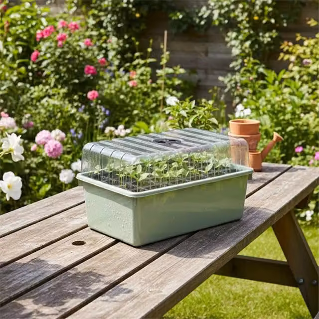 Nordara 28-Cell Ventilated Seed Tray Planter in Light Green, 12 cm Cells