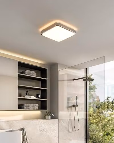 Eglo Manilva LED Bathroom Ceiling Light, Chrome and White, IP44 – 2