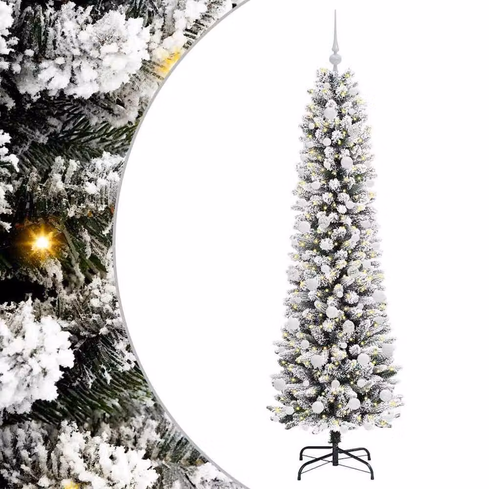 Berkfield Home Artificial Christmas Tree with 300 LEDs, Green and White, Height: 180 cm – 2