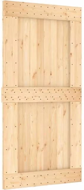 Berkfield Home Sliding Door with Hardware Set in Solid Wood and Steel, W/H: 100 x 210 cm
