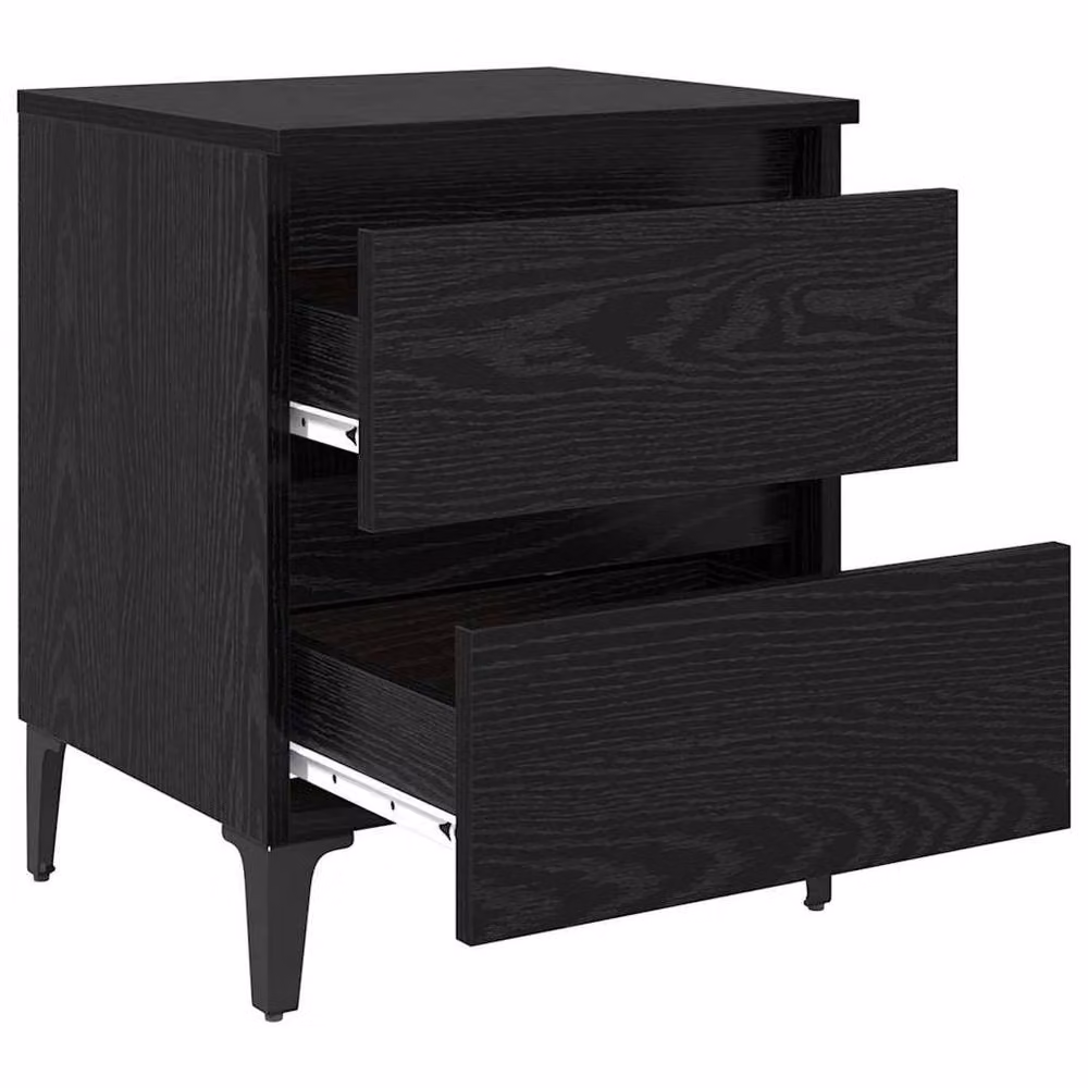Berkfield Home Set of 2 Black Oak Bedside Cabinets, W: 40 cm, D: 35 cm, H: 50 cm – 5