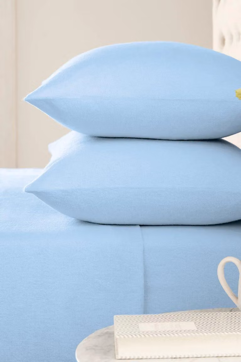 Helena Springfield Blue Brushed Cotton Flannelette Fitted Sheet, W/D/H: 180 x 200 x 30 cm