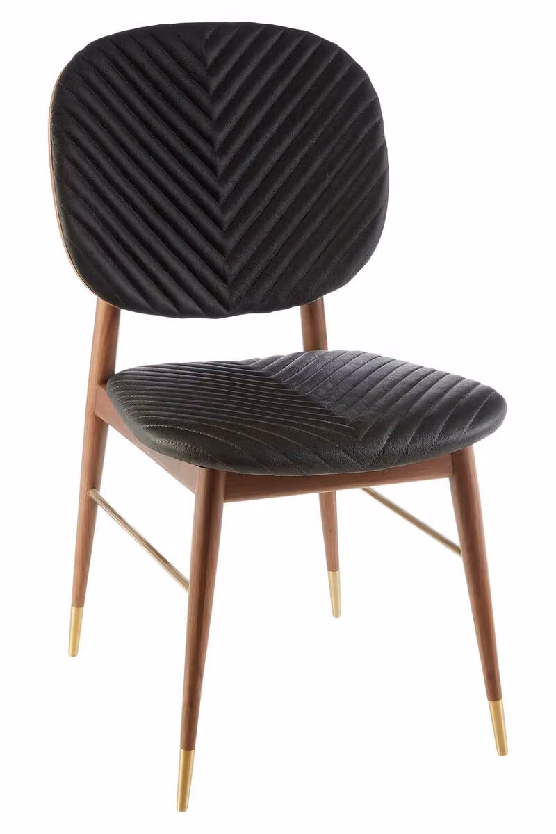 Fifty Five South Kenso Black Leather and Walnut Wood Dining Chair – 3