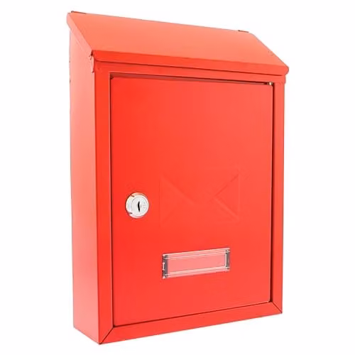 Burg-Wächter MB09R Avon Rear Entry Wall Mounted Galvanised Steel Lockable Weatherproof Post Box, Red, W: 21 cm, D: 30 cm, H: 7 cm – 1