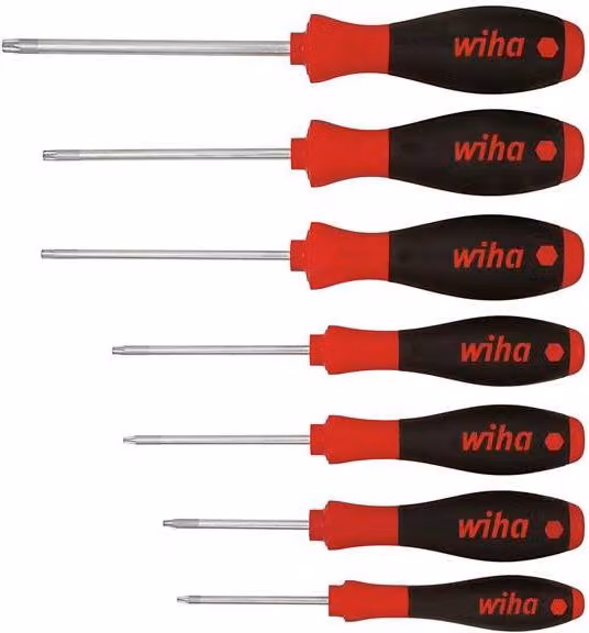 Wiha SoftFinish TORX Screwdriver Set, 7 Piece, Red, Chrome Vanadium Steel