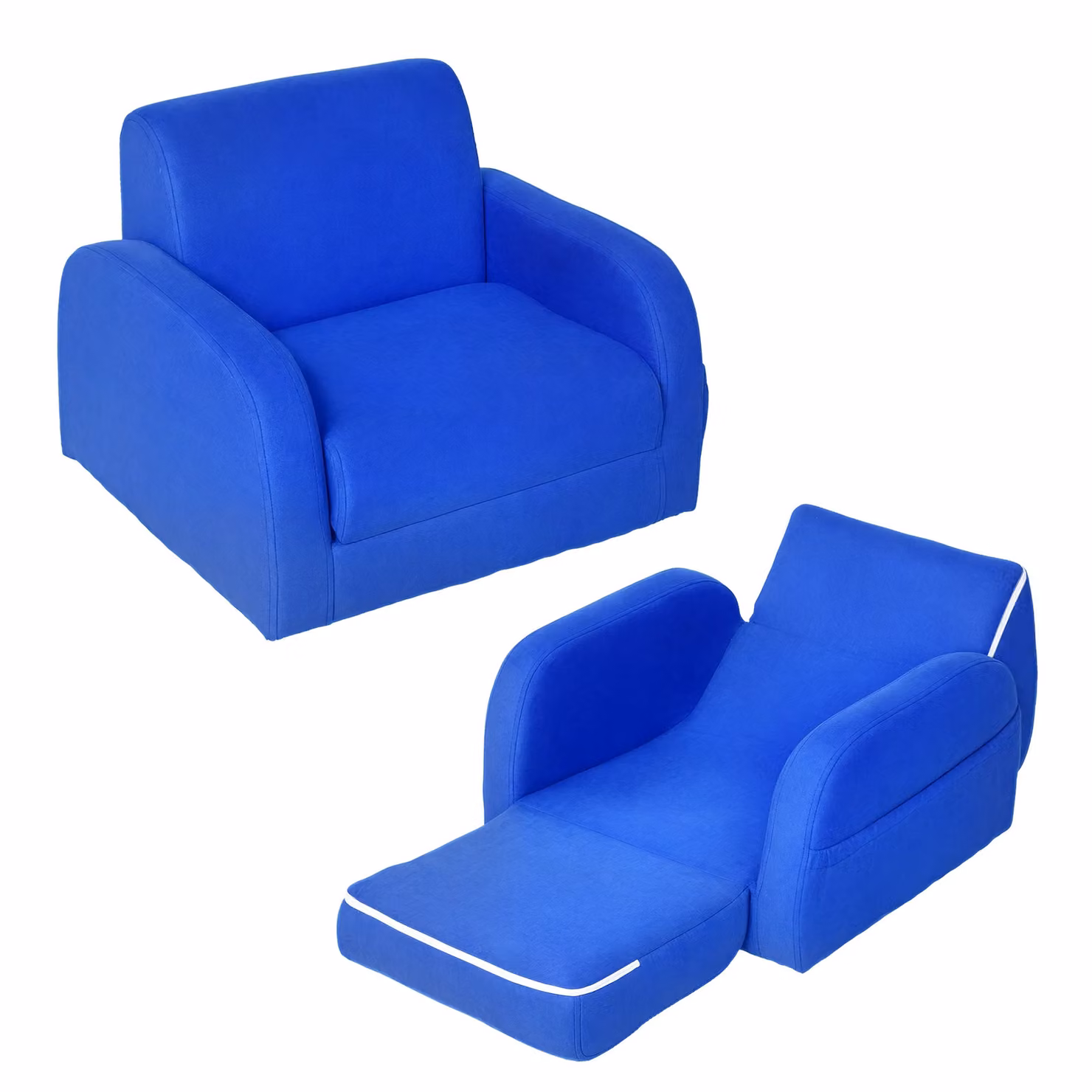 HOMCOM 2-in-1 Kids Sofa Chair Bed in Blue with Soft Flannel and Foam – 2