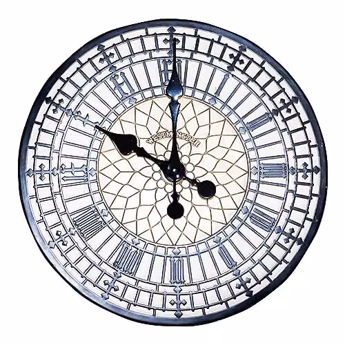 mysmartbuy Big Ben Design Round Wall Clock in Black, White and Multicolour, Diameter: 30 cm
