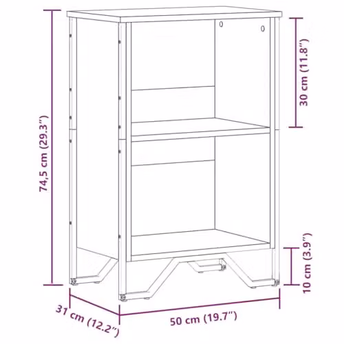 vidaXL Modern Grey Bookcase with Back Panel, W/D/H: 50 x 31 x 74.5 cm – 3