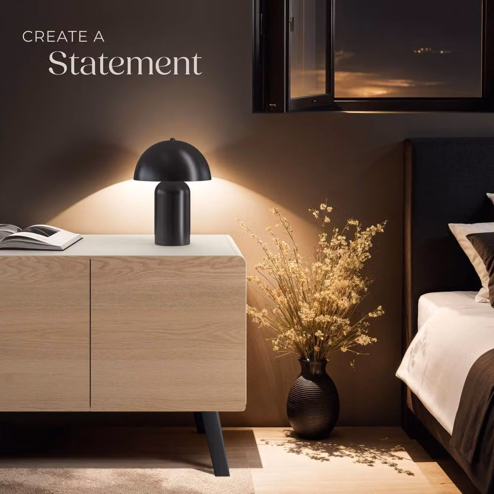 tectake Kade Retro LED Table Lamp in Black with Rechargeable Battery and 3 Brightness Levels – 8