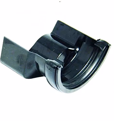 Floplast 114mm Square Left Hand Iron Ogee Gutter Adapter, Black