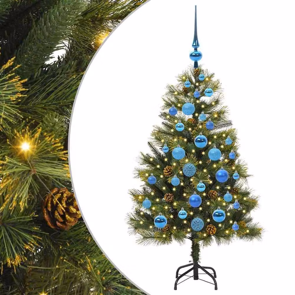 Berkfield Home Realistic Artificial Hinged Christmas Tree with Cones, Green, Height: 120 cm – 3
