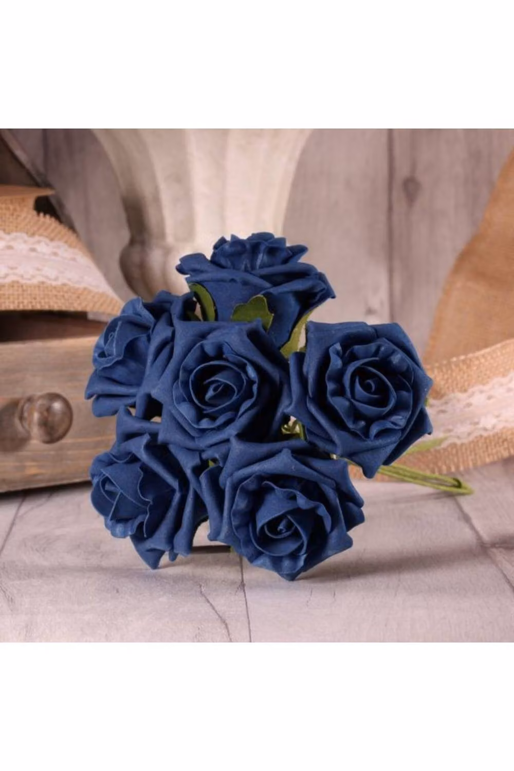KDMD 4 Pack of Navy Blue Foam Tea Roses for Weddings – 2