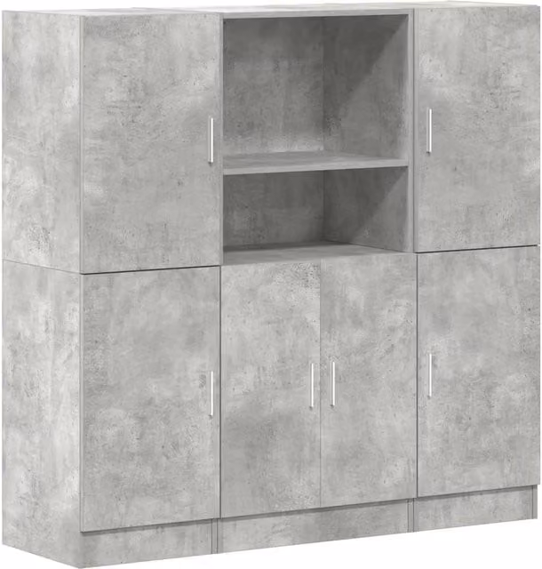 Berkfield Home 3 Piece Modern Kitchen Cabinet Set in Grey Matt MDF – 1