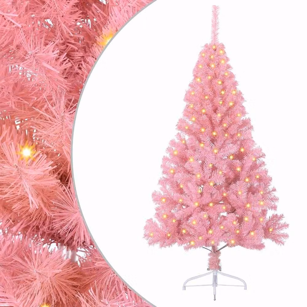 Berkfield Home Artificial Pre-lit Pink Christmas Tree with 150 LEDs, Height: 150 cm – 2