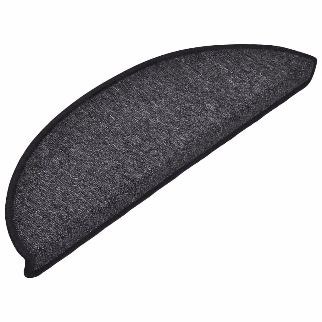 Berkfield Home Self-Adhesive Carpet Stair Treads, 15 Pieces, Anthracite Black, W/D/H: 56 x 17 x 3 cm – 3