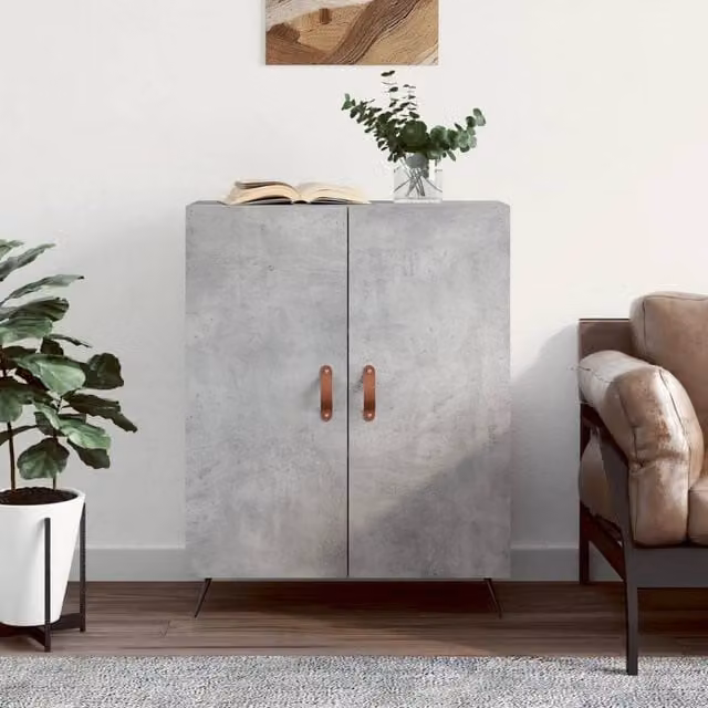 Berkfield Home Sideboard in Concrete Grey, W/D/H: 69.5 x 34 x 90 cm