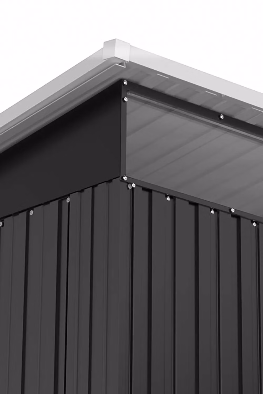 Living and Home Metal Garden Storage Shed with Pent Roof, Double Lockable Sliding Doors and Foundation Base, Charcoal Black – 7